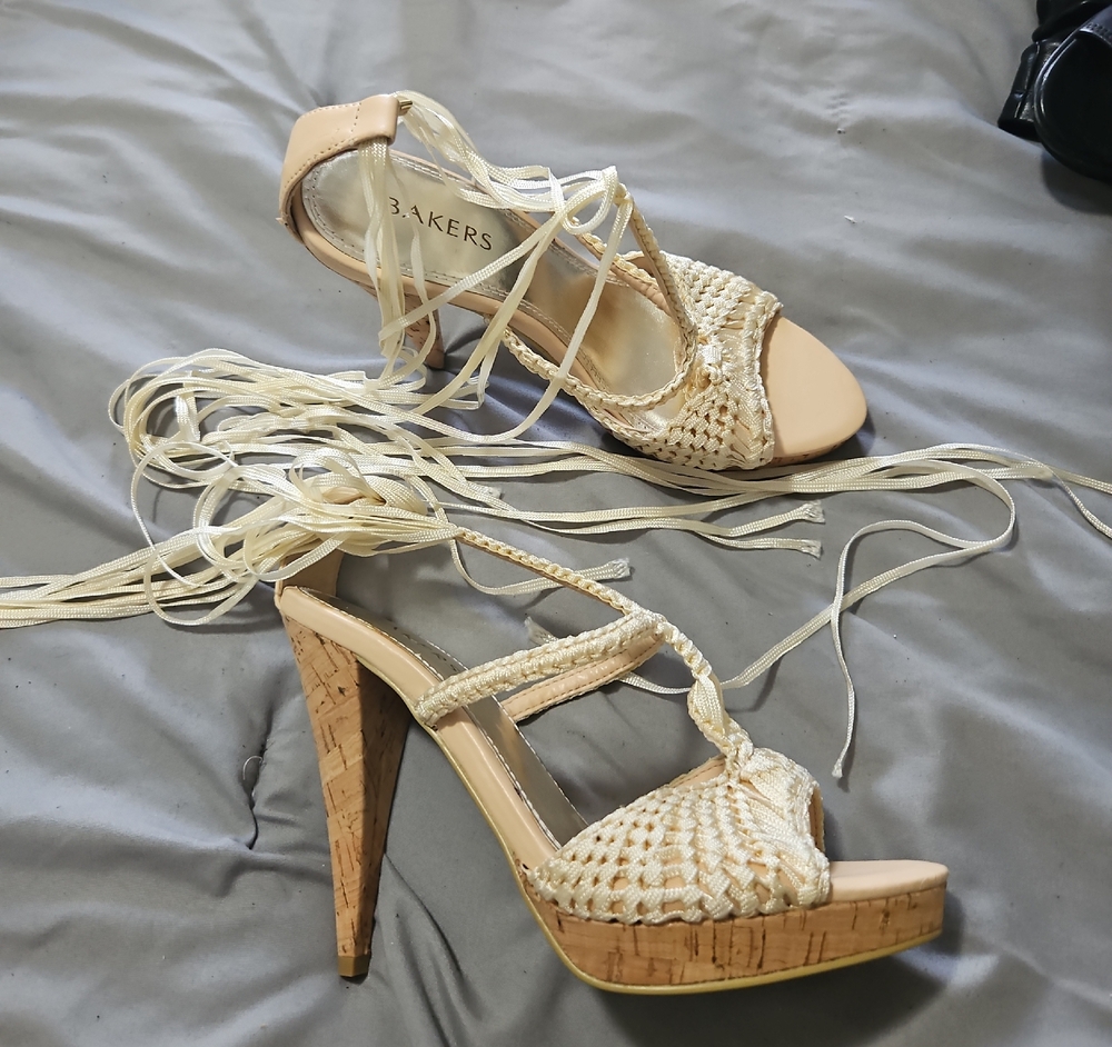 Bakers Women's Tan Woven Platform Sandals